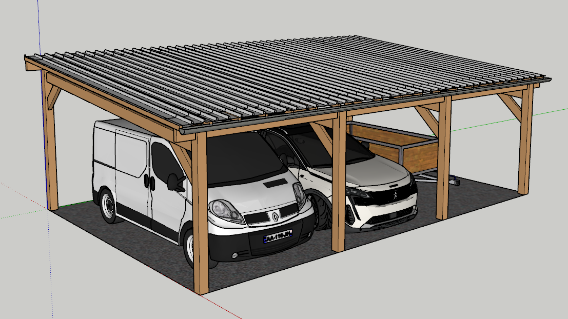 un-ecrin-pour-la-longere-eure-et-loir-conception-vue-3D-carport sur mesure en bois