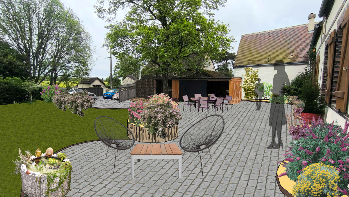 photomontage du projet écrin pour la longère - conception - Vert et Beau