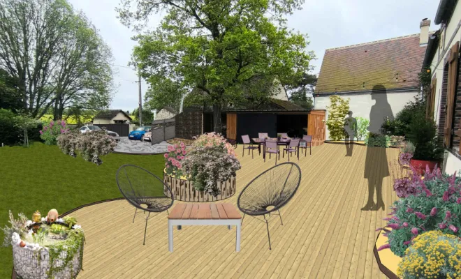 Un écrin pour la longère en Eure-et-Loir - Conception- photomontage terrasse version bois