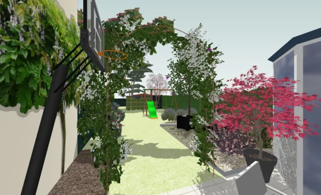 une-cour-intimiste-a-Villemoisson-Conception-vue 3D jardin depuis terrasse