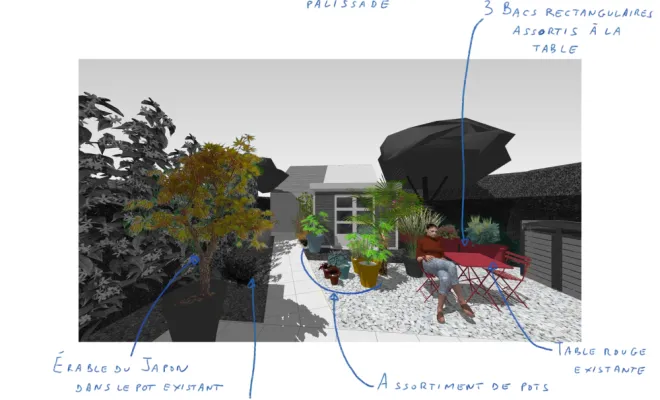 une-cour-intimiste-a-Villemoisson-Conception-vue 3D explications